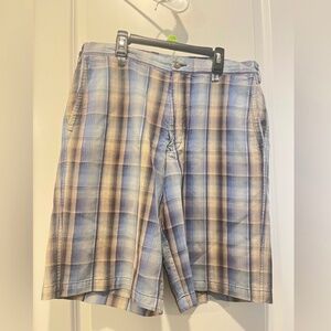 Tommy Bahama Men”s Blue/Grey Shorts Linen Plaid Tfopical Island Size 33